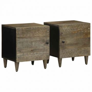 Gossi noptiere 2 buc gri deschis 40x33x46 cm lemn masiv de mango