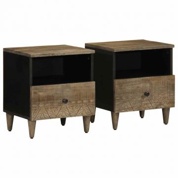 Gossi noptiere 2 buc gri deschis 40x33x46 cm lemn masiv de mango