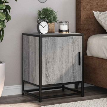 Gossi noptiere 2 buc gri sonoma 40x31x50 cm lemn prelucrat si metal