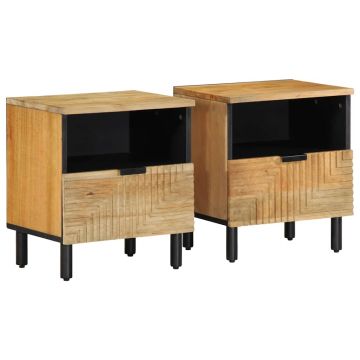 Gossi noptiere 2 buc maro 40x33x46 cm lemn masiv mango