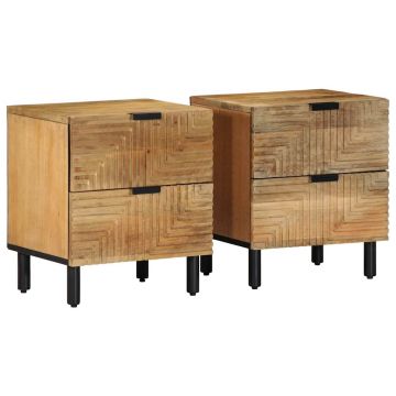 Gossi noptiere 2 buc maro 40x33x46 cm lemn masiv mango