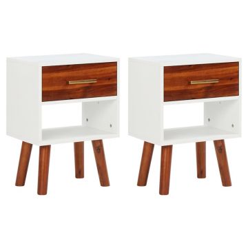 Gossi noptiere, 2 buc., 40x30x57 cm, lemn masiv de acacia