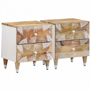 Gossi noptiere, 2 buc., 40x33,5x46 cm, lemn masiv de acacia