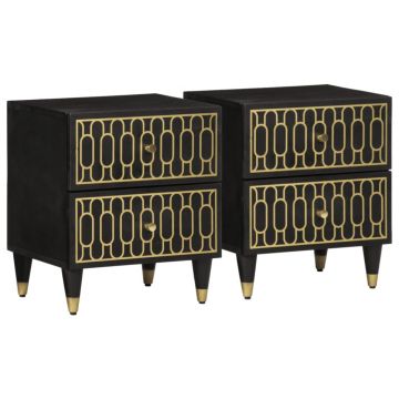Gossi noptiere, 2 buc., 40x33x46 cm, lemn masiv de acacia
