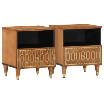 Gossi noptiere, 2 buc., 40x33x46 cm, lemn masiv de acacia