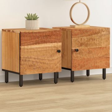 Gossi noptiere, 2 buc., 40x33x46 cm, lemn masiv de acacia