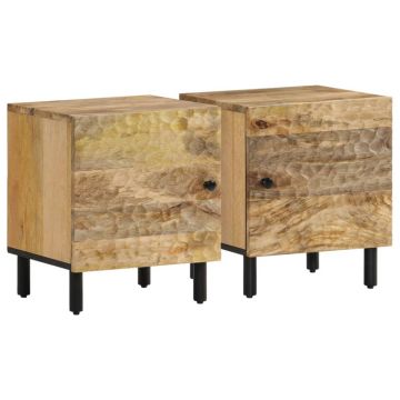 Gossi noptiere, 2 buc., 40x33x46 cm, lemn masiv de acacia