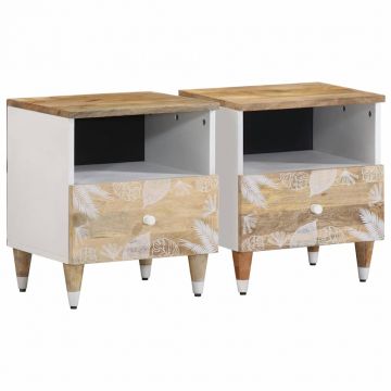 Gossi noptiere, 2 buc., 40x33x46 cm, lemn masiv de acacia