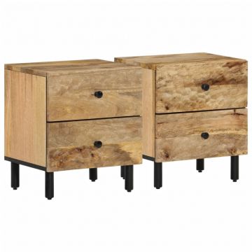 Gossi noptiere, 2 buc., 40x33x46 cm, lemn masiv de acacia