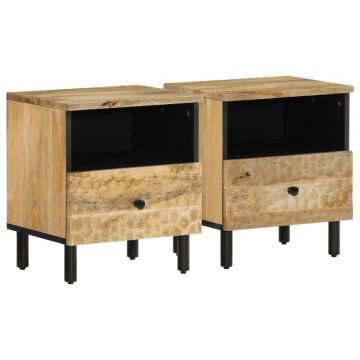 Gossi noptiere, 2 buc., 40x33x46 cm, lemn masiv de acacia