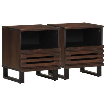 Gossi noptiere, 2 buc., 40x34x46 cm, lemn masiv de acacia