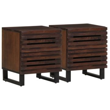 Gossi noptiere, 2 buc., 40x34x46 cm, lemn masiv de acacia
