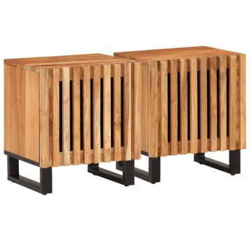 Gossi noptiere, 2 buc., 40x34x46 cm, lemn masiv de acacia