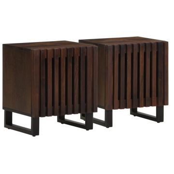 Gossi noptiere, 2 buc., 40x34x46 cm, lemn masiv de acacia