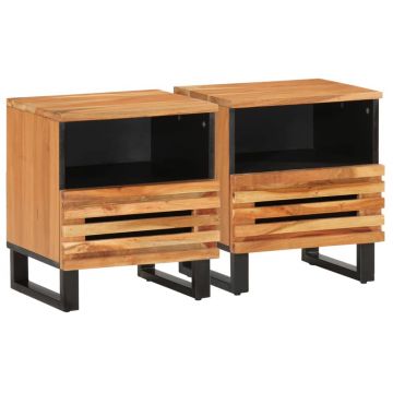 Gossi noptiere, 2 buc., 40x34x46 cm, lemn masiv de acacia