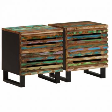 Gossi noptiere, 2 buc., 40x34x46 cm, lemn masiv reciclat