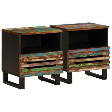 Gossi noptiere, 2 buc., 40x34x46 cm, lemn masiv reciclat