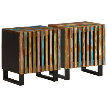 Gossi noptiere, 2 buc., 40x34x46 cm, lemn masiv reciclat