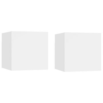 Gossi noptiere, 2 buc., alb, 30,5x30x30 cm, lemn prelucrat