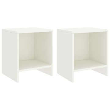 Gossi noptiere, 2 buc., alb, 35 x 30 x 40 cm, lemn masiv de pin