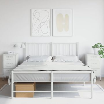 Gossi noptiere, 2 buc., alb, 36x39x68 cm, otel laminat la rece