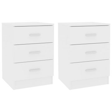 Gossi noptiere, 2 buc., alb, 38x35x56 cm, lemn prelucrat