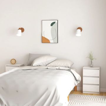 Gossi noptiere, 2 buc, alb, 40x29,5x64 cm, lemn masiv de pin