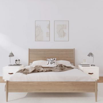 Gossi noptiere, 2 buc., alb, 40x34x35 cm, lemn masiv de pin