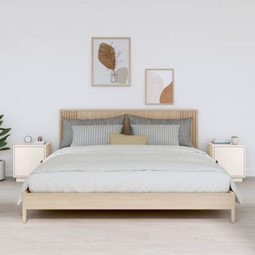 Gossi noptiere, 2 buc., alb, 40x34x45 cm, lemn masiv de pin