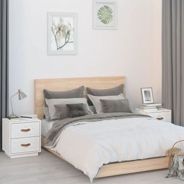 Gossi noptiere, 2 buc., alb, 40x34x45 cm, lemn masiv de pin