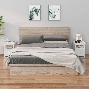 Gossi noptiere, 2 buc., alb, 40x35x49 cm, lemn masiv de pin