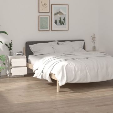 Gossi noptiere, 2 buc., alb, 40x35x50 cm, lemn masiv de pin
