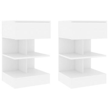 Gossi noptiere, 2 buc., alb, 40x35x65 cm, pal