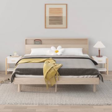 Gossi noptiere, 2 buc., alb, 42x38x45 cm, lemn prelucrat