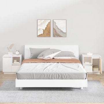 Gossi noptiere, 2 buc., alb, 50x34x50 cm, lemn masiv de pin