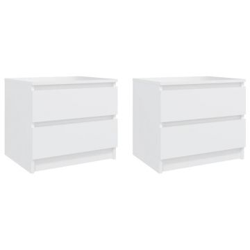 Gossi noptiere, 2 buc., alb, 50x39x43,5 cm, pal