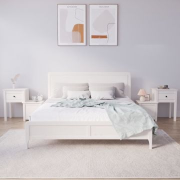 Gossi noptiere, 2 buc., alb, 79,5x38x65,5 cm, lemn masiv de pin