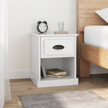 Gossi noptiere, 2 buc, alb extralucios, 39x39x47,5 cm, lemn prelucrat
