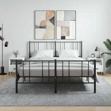 Gossi noptiere, 2 buc., alb extralucios, 40x35x47,5 cm, lemn compozit