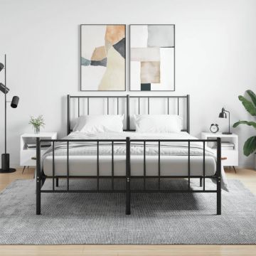 Gossi noptiere, 2 buc., alb extralucios, 40x35x47,5 cm, lemn compozit