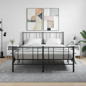 Gossi noptiere, 2 buc., alb extralucios, 40x35x47,5 cm, lemn compozit