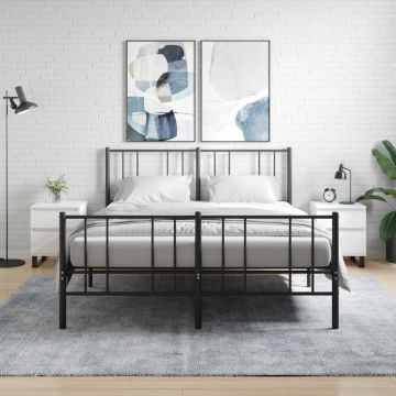 Gossi noptiere, 2 buc., alb extralucios, 40x35x50 cm, lemn compozit