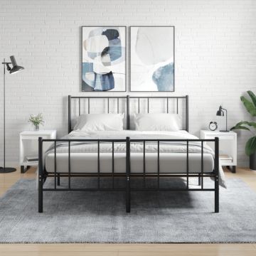 Gossi noptiere, 2 buc., alb extralucios, 40x35x50 cm, lemn compozit