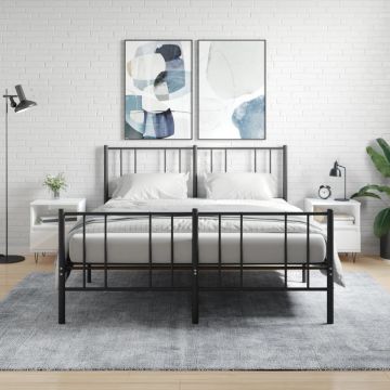 Gossi noptiere, 2 buc., alb extralucios, 40x35x50 cm, lemn compozit