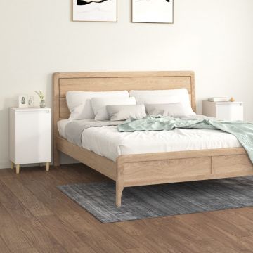 Gossi noptiere, 2 buc., alb extralucios, 40x35x70 cm, lemn prelucrat