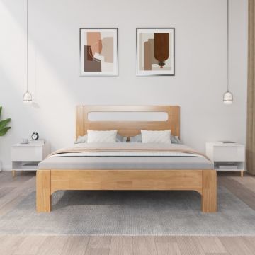 Gossi noptiere, 2 buc., alb extralucios, 50x46x50 cm, lemn prelucrat