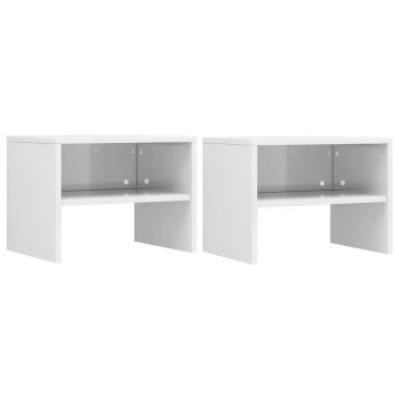 Gossi noptiere, 2 buc., alb lucios, 40 x 30 x 30 cm, pal
