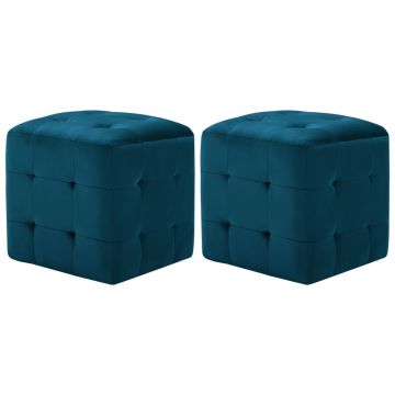 Gossi noptiere, 2 buc., albastru, 30x30x30 cm, tesatura din catifea