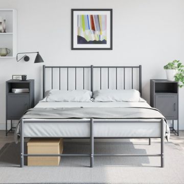 Gossi noptiere, 2 buc., antracit, 36x39x78 cm, otel