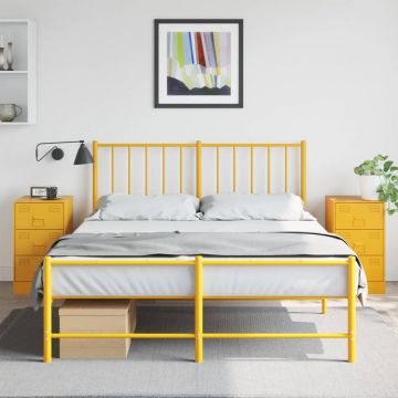 Gossi noptiere, 2 buc., galben mustar, 34,5x39x62 cm, otel